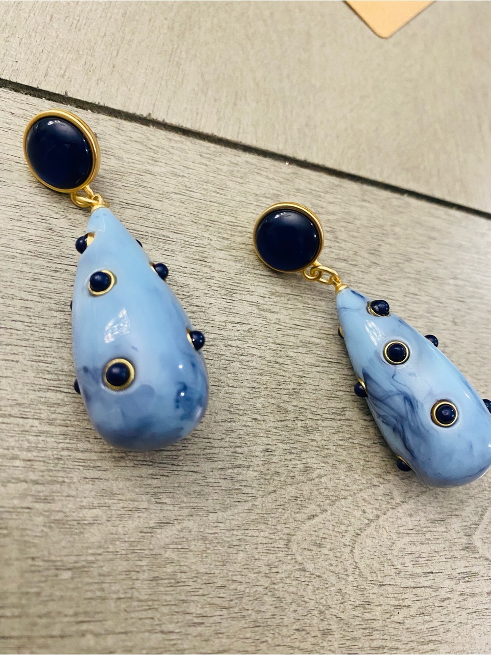 Blue Teardrop Statement Earrings